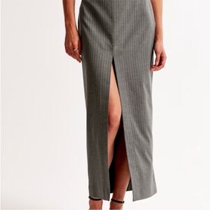NWT Abercrombie & Fitch Maxi Skirt with Front Slit in Grey, L (Tall)